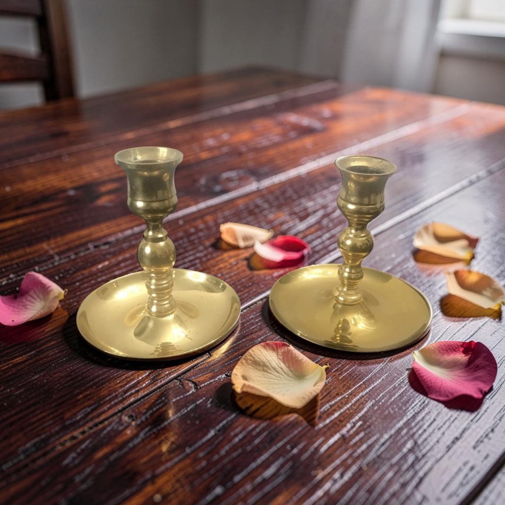 Baldwin Brass Candlestick Pair in Shiny Gold